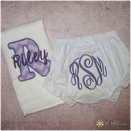 Name Monogram Burp & Bloomers Set