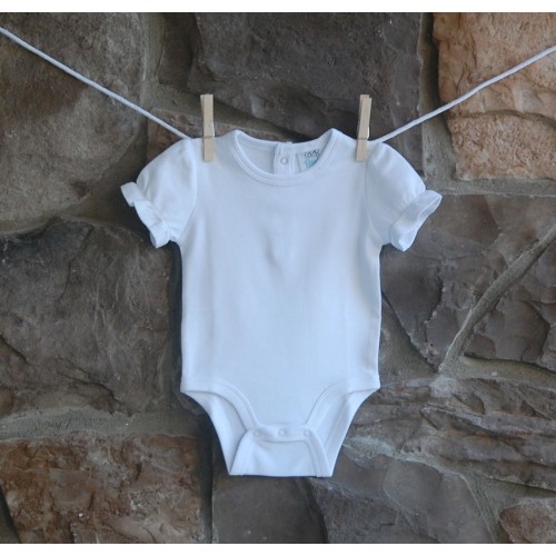 Made2MatchFromScratch Shirt of the Month Girl White Ruffle Onesie